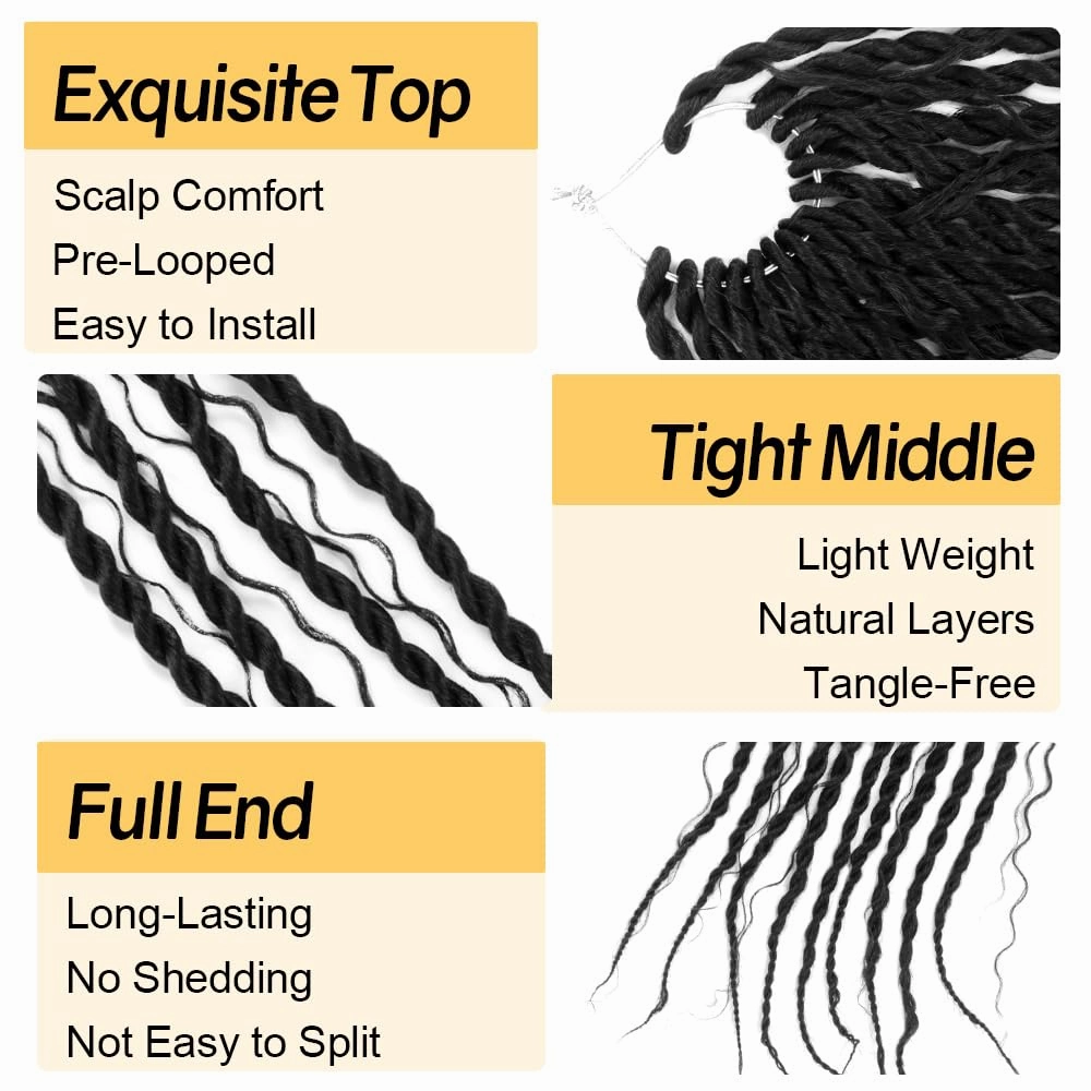 Boho Twist Crochet Hair 12 Inch, 8 Packs Wavy Senegalese Twist Crochet Hair with Curly Ends, Black Pre-Looped Pre-Twisted Island Style Goddess Passion Braids (120 Strands, 1B)