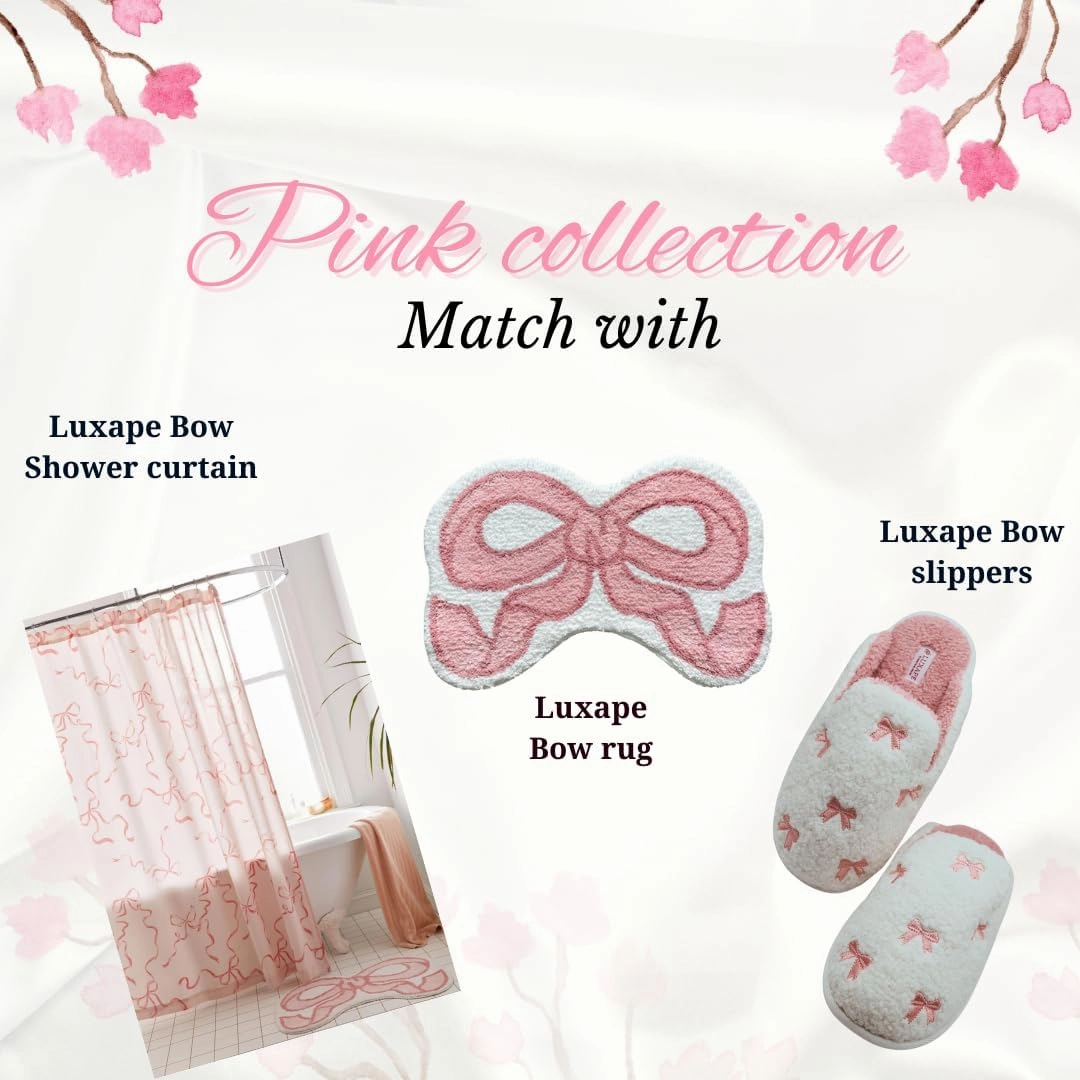 Bow Slippers Coquette Pink Slippers Memory Foam Cute Plush Fluffy Warm Fur slippers Indoor House Home Winter