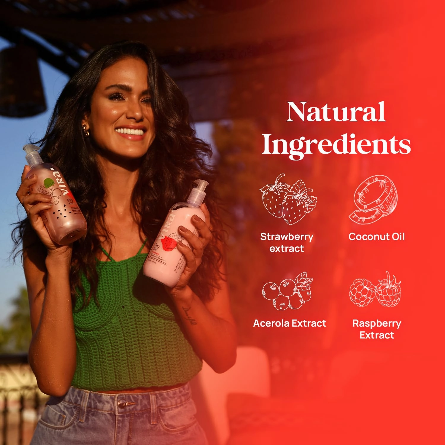 Brazilian Shampoo and Conditioner Set, All Hair Types, Deep Moisturizing & Nourishment Treatment, Extra Glow, Hydrating, Strawberry & Raspberry 17.6 Fl Oz Each