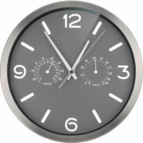 BRESSER Wall Clock, Stainless Steel, Gray, 250x250mm