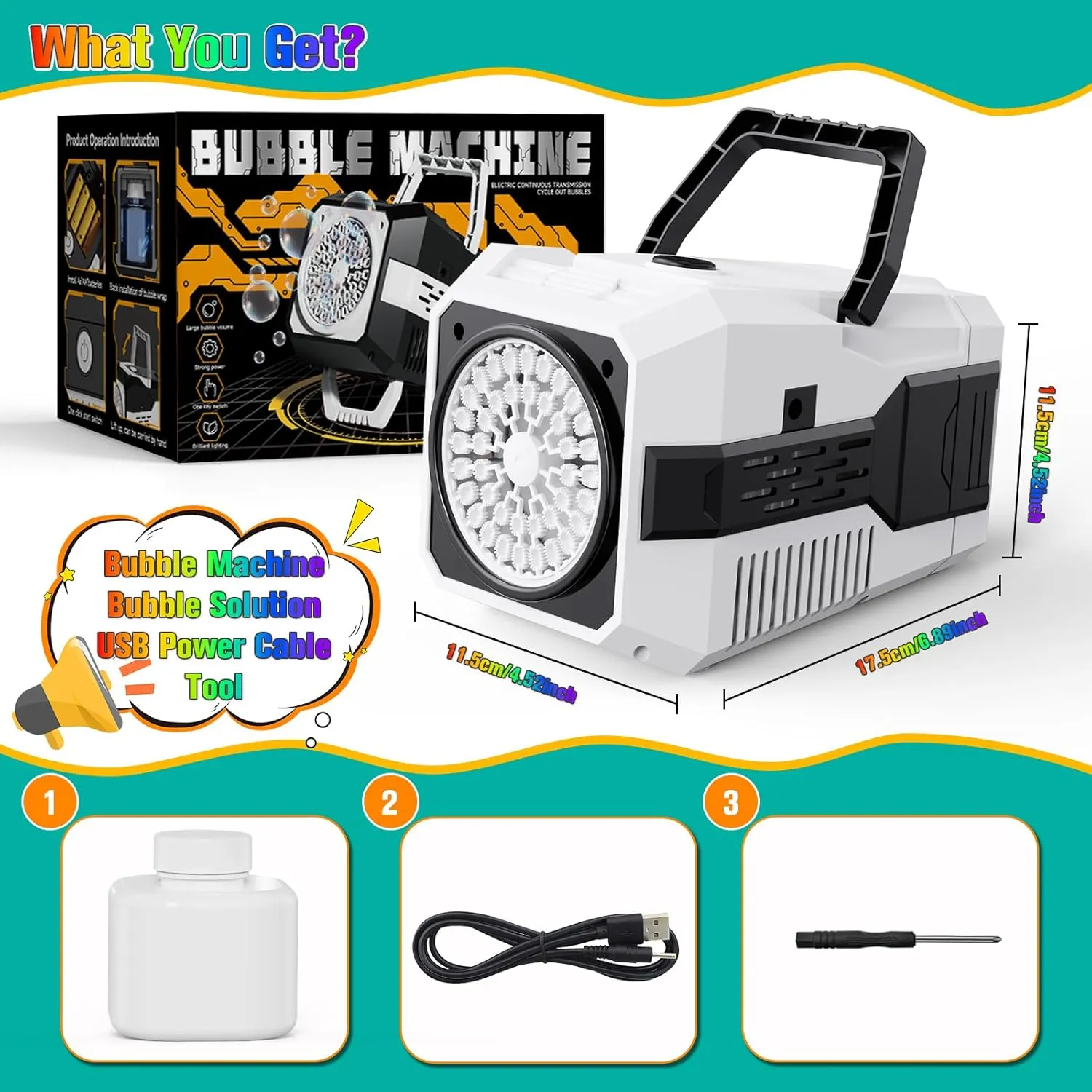 Bubble Machine for Kids, Automatic Bubble Blower 2 Speed Modes with Adjustable Stand, 40 Holes Electric Bubble Maker Toy 15000  Bubbles Per Minute with Solution for Outdoor Party Wedding