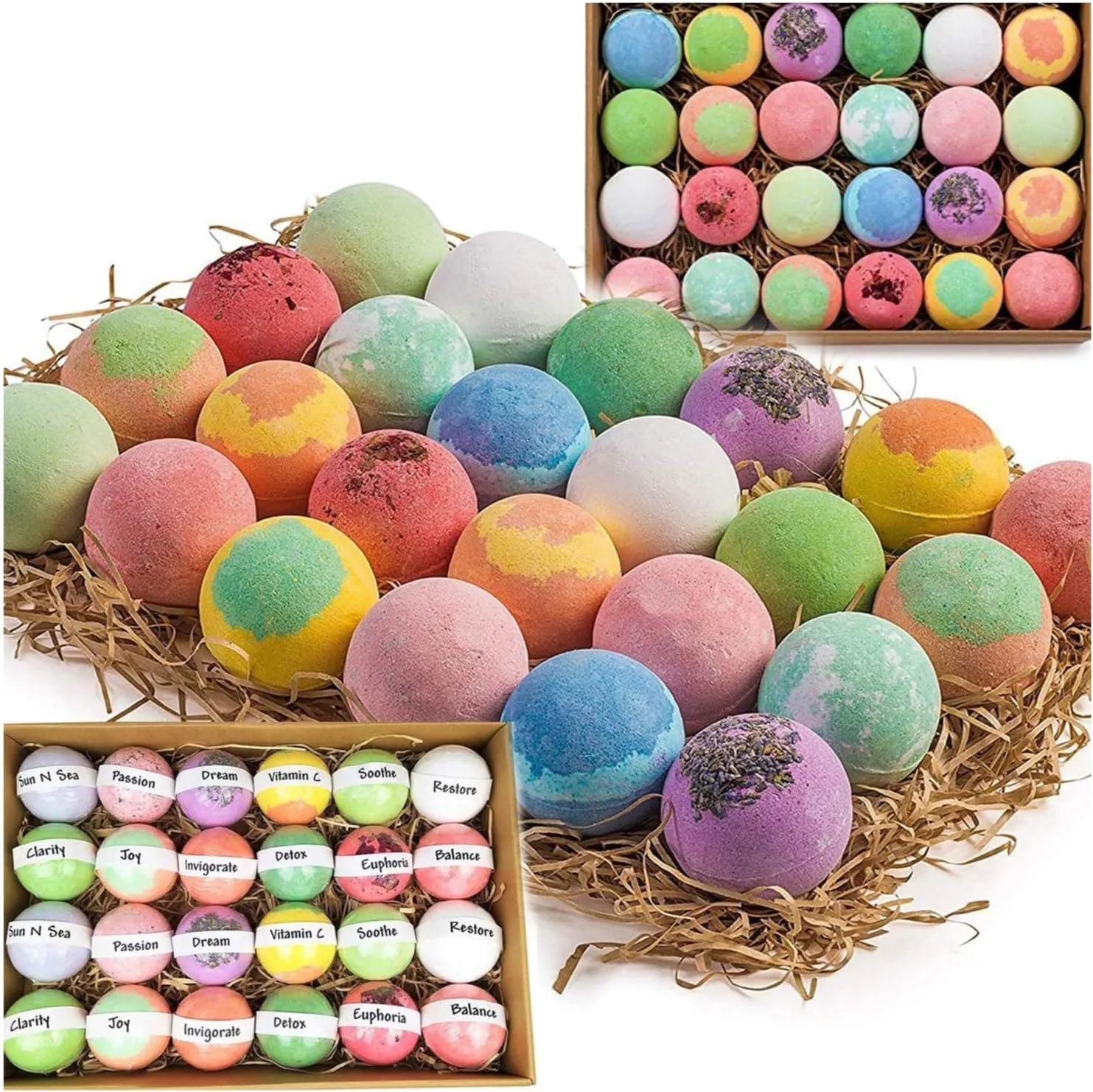 Bulk Bath Bombs Gift Set - 24 Nurture Me Organic Bath Bomb Kit - Moisturizing Bath Bombs Bath Gift Set – Best Birthday Gifts for Women, Mom, Girls, Teens, Her