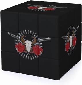 Bull Skull Rose Gun Funny 3x3x3 Cube Smooth Lightweight Puzzle for Adult Graphic Printing Travel