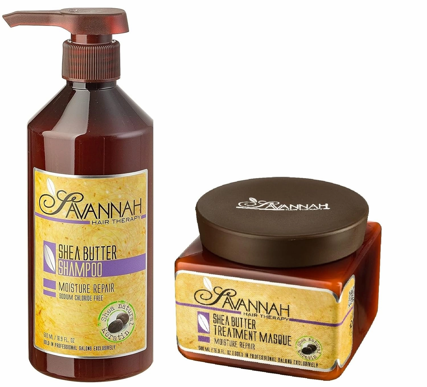 Bundle-Treatment Mask 16.9 Oz Shampoo 16.9 Oz, Shea Butter Treatment, Natural Keratin for Normal, Dry, Curly, Dyed and Damaged Hair, Vitamin B6, Sodium Chloride and Sulfate Free