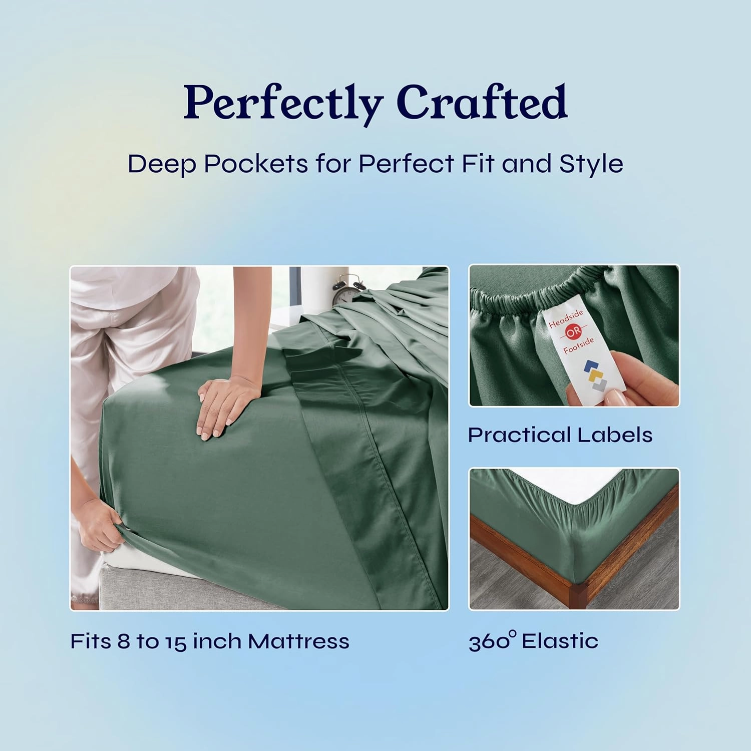 California Design Den Soft Twin Sheets Set - 400 Thread Count Sateen, Natural 100% Cotton Sheets, Deep Pockets, Cooling and Durable Bedding Set for Dorm Rooms & Adults - Hunter Green