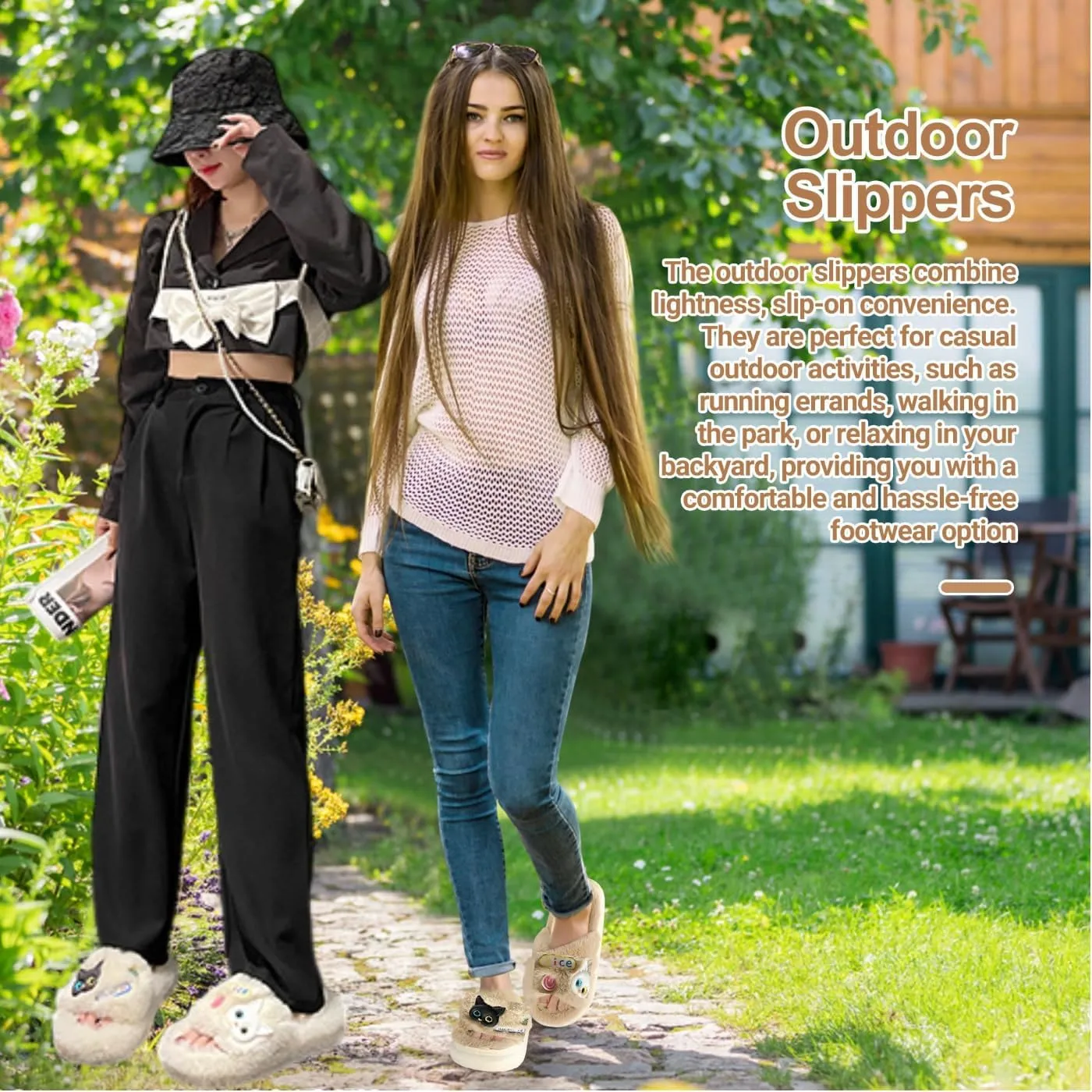 Cat Face Slippers for Women Soft Plush Fuzzy Kawaii Women's Slippers Ultra Comfy Cute House Shoes Open Toe Indoor Outdoor Soft Thick Sole