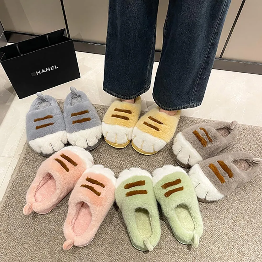 Cat Paw Slippers, Cute Funny 3D Cat Feet Slippers, Cozy Fuzzy Cat Paw Slippers for Women, Warm Winter Cat Paws Slippers