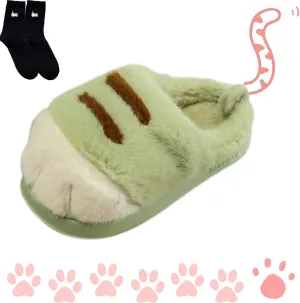 Cat Paw Slippers, Cute Funny 3D Cat Feet Slippers, Cozy Fuzzy Cat Paw Slippers for Women, Warm Winter Cat Paws Slippers
