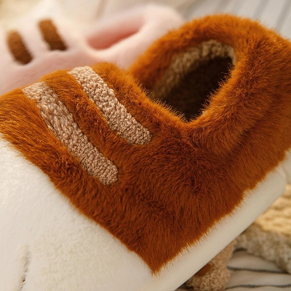 Cat Paw Slippers, 3D Cute Cartoon Cat Paw Slippers for Women, Winter Cozy Warm Furry Home Slides