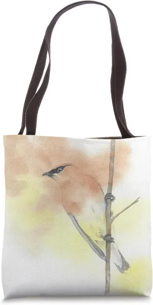 cedar waxwing watercolor bird portrait Tote Bag