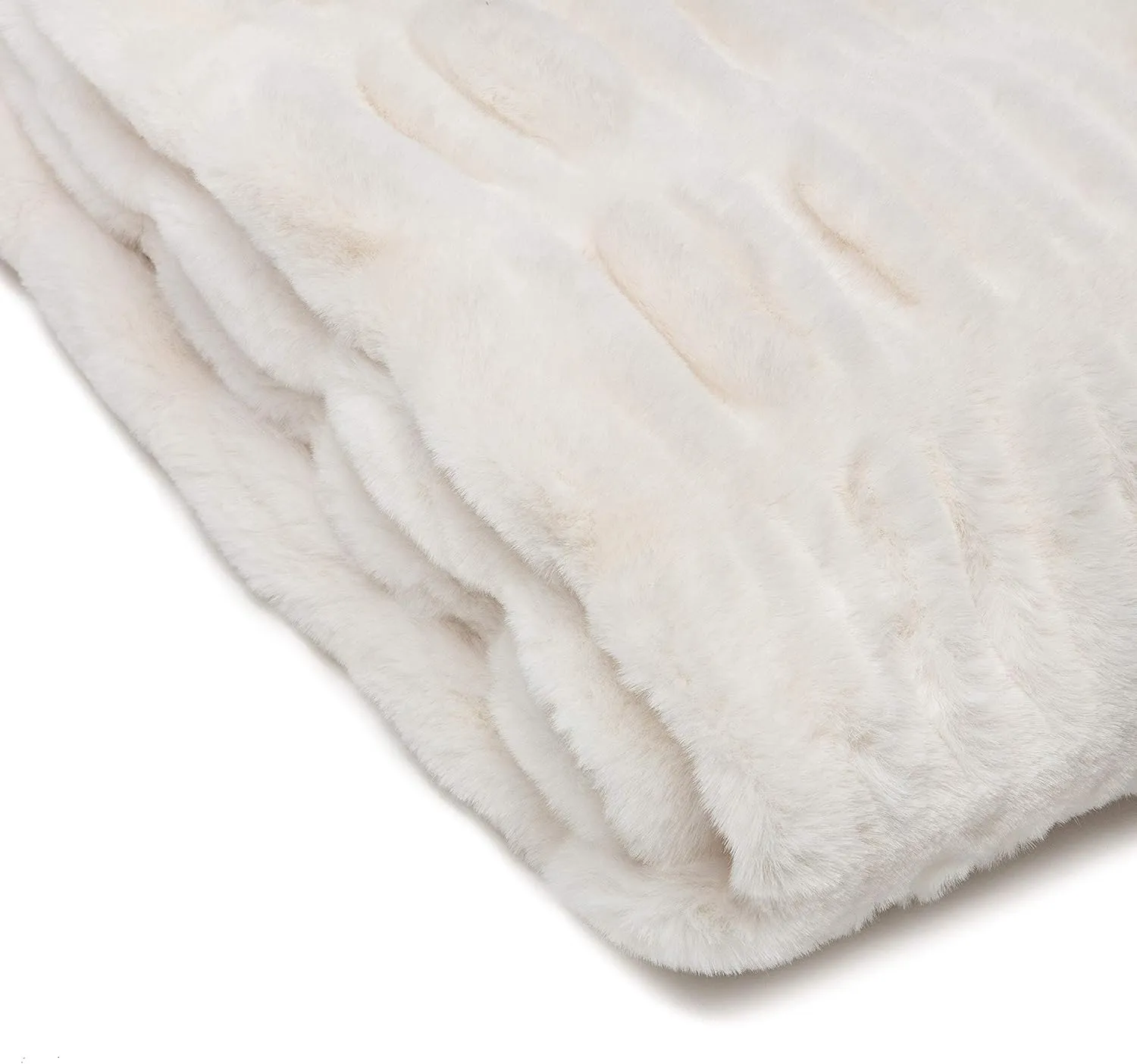 Chanasya Premium Ruched Faux Fur Throw Blanket - Luxurious, Soft Reversible Mink Blanket - 50" x 65” - Cloud