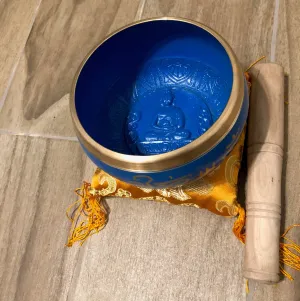 Charming Perfections EMBOSSED BUDDHA TIBETAN SINGING BOWL BLUE - Blue
