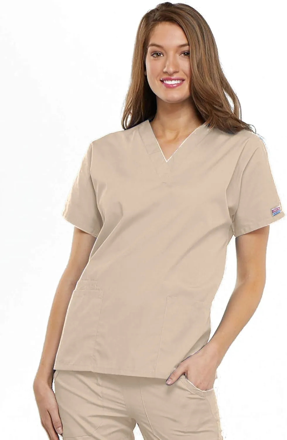 Cherokee Scrub set for women Traditional Fit Dolman Sleeve, V-neck Top 4700 Natural Rise Flare Leg Drawstring Pant 4101