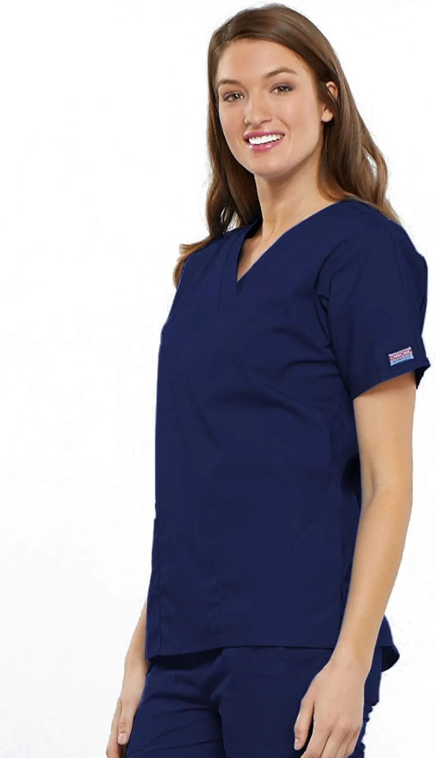 Cherokee Scrub set for women Traditional Fit Dolman Sleeve, V-neck Top 4700 Natural Rise Flare Leg Drawstring Pant 4101