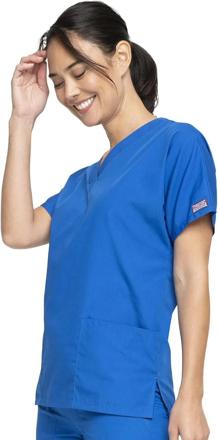 Cherokee Scrub set for women Traditional Fit Dolman Sleeve, V-neck Top 4700 Natural Rise Flare Leg Drawstring Pant 4101