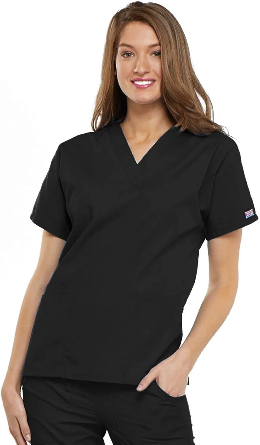 Cherokee Scrub set for women Traditional Fit Dolman Sleeve, V-neck Top 4700 Natural Rise Flare Leg Drawstring Pant 4101