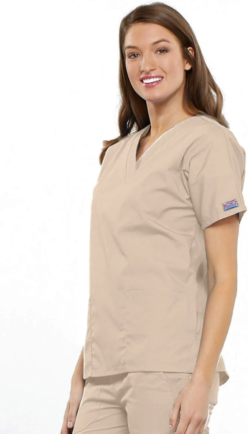 Cherokee Scrub set for women Traditional Fit Dolman Sleeve, V-neck Top 4700 Natural Rise Flare Leg Drawstring Pant 4101