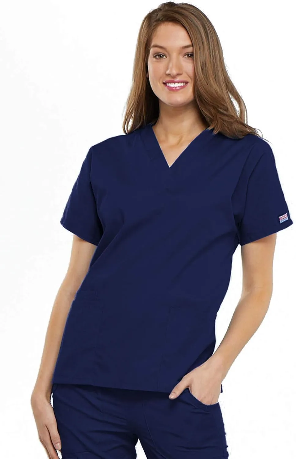 Cherokee Scrub set for women Traditional Fit Dolman Sleeve, V-neck Top 4700 Natural Rise Flare Leg Drawstring Pant 4101