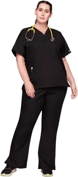 Cherokee Scrub set for women Traditional Fit Dolman Sleeve, V-neck Top 4700 Natural Rise Flare Leg Drawstring Pant 4101