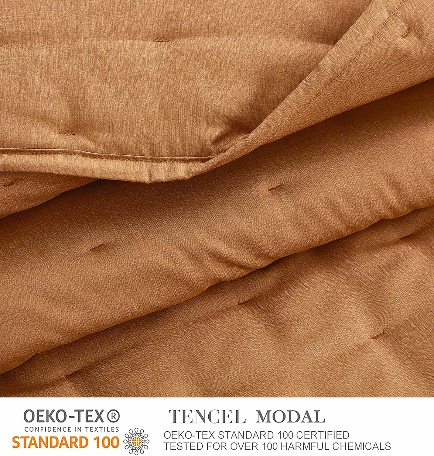Chezmoi Collection Tencel Modal Blend Quilt Set Queen Size, Terracotta - Lightweight Soft Bedspread Crescent Stitched Quilt for All Seasons