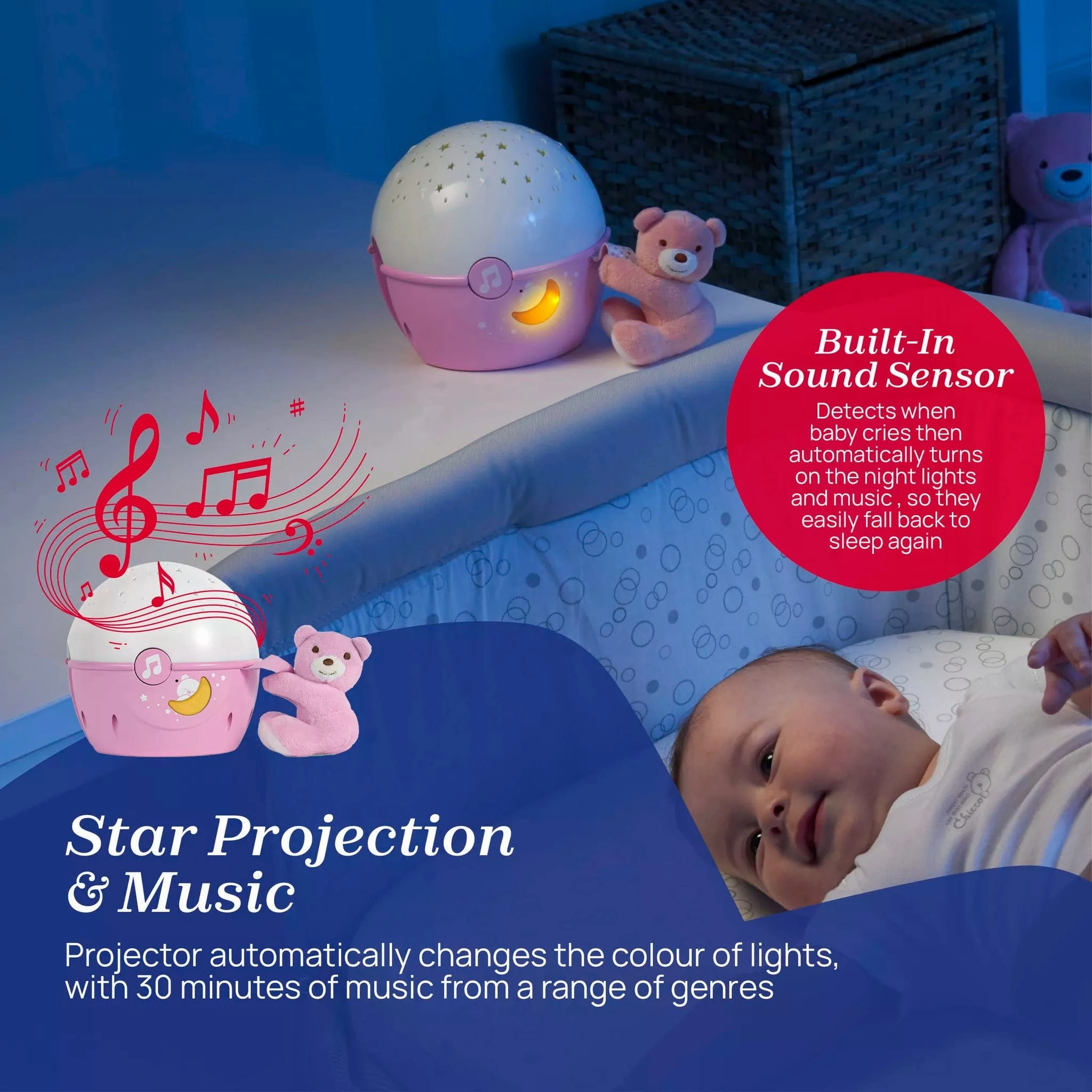 Chicco Next2Stars Crib Projector - Pink