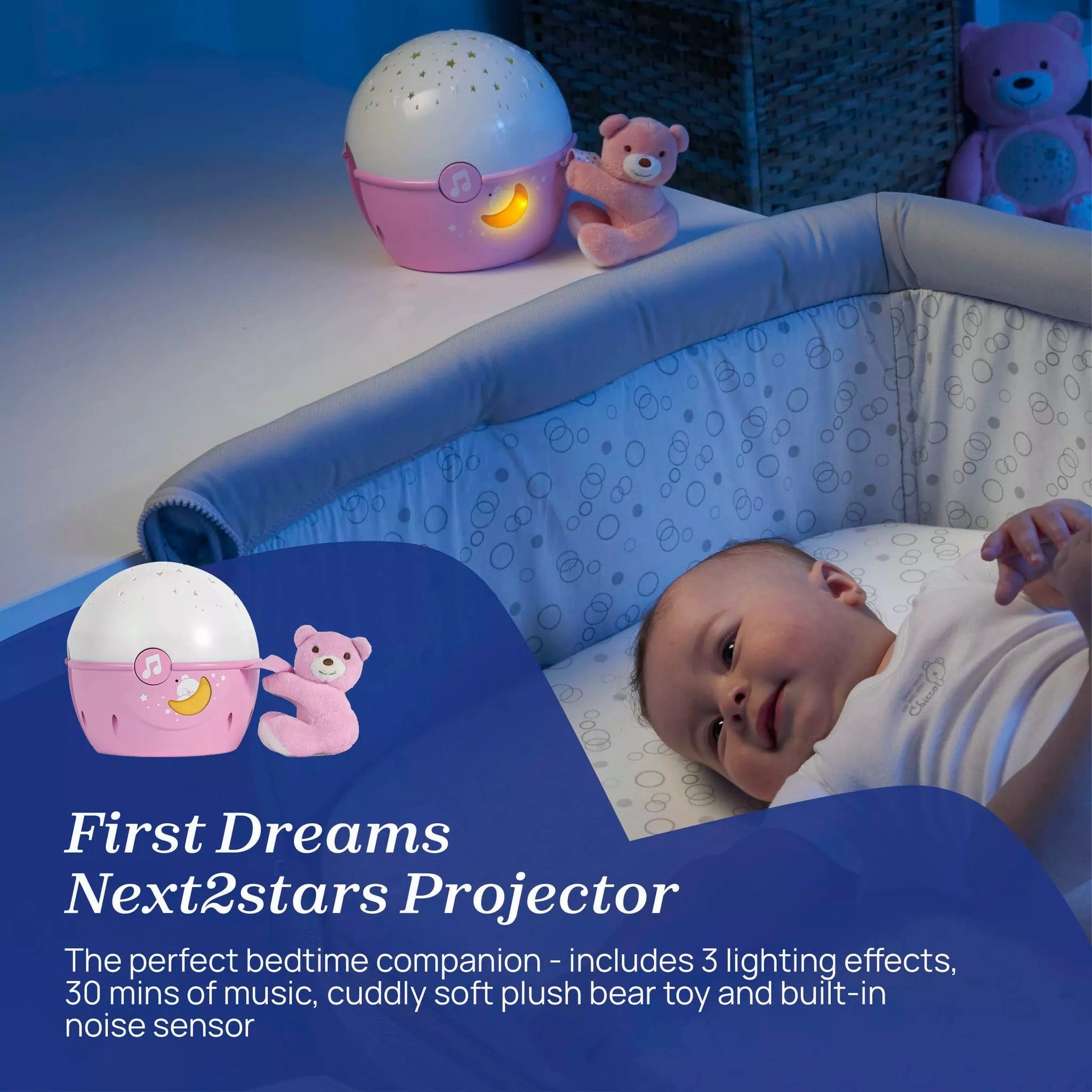 Chicco Next2Stars Crib Projector - Pink