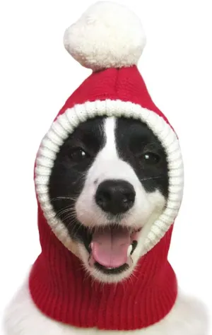 Christmas Dog Hat Costume for Large Medium Dog Warm Winter Dog Hat Neck Ear Warmer Headband Protector for Golden Retriever Labrador(Large, Red)