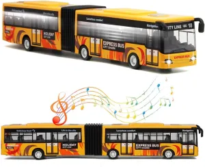 City Bus Toy for Kids, Die Cast Alloy Pull Back Vehicles, Metro Articulated Electric Bus with Sounds and Lights, Model Cars Toys Educational Gift for Kids Boys Girls Ages 3 