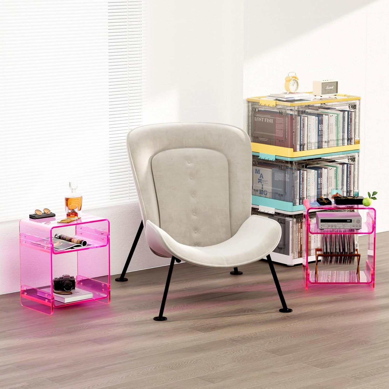 Clear Acrylic 3-Tier End Table/Nightstand – Sleek Bedside Storage with Durable Design, Perfect for Bedrooms, Living Rooms, or Modern Interiors – Ideal as a Bedside Table or Sofa Side Piece