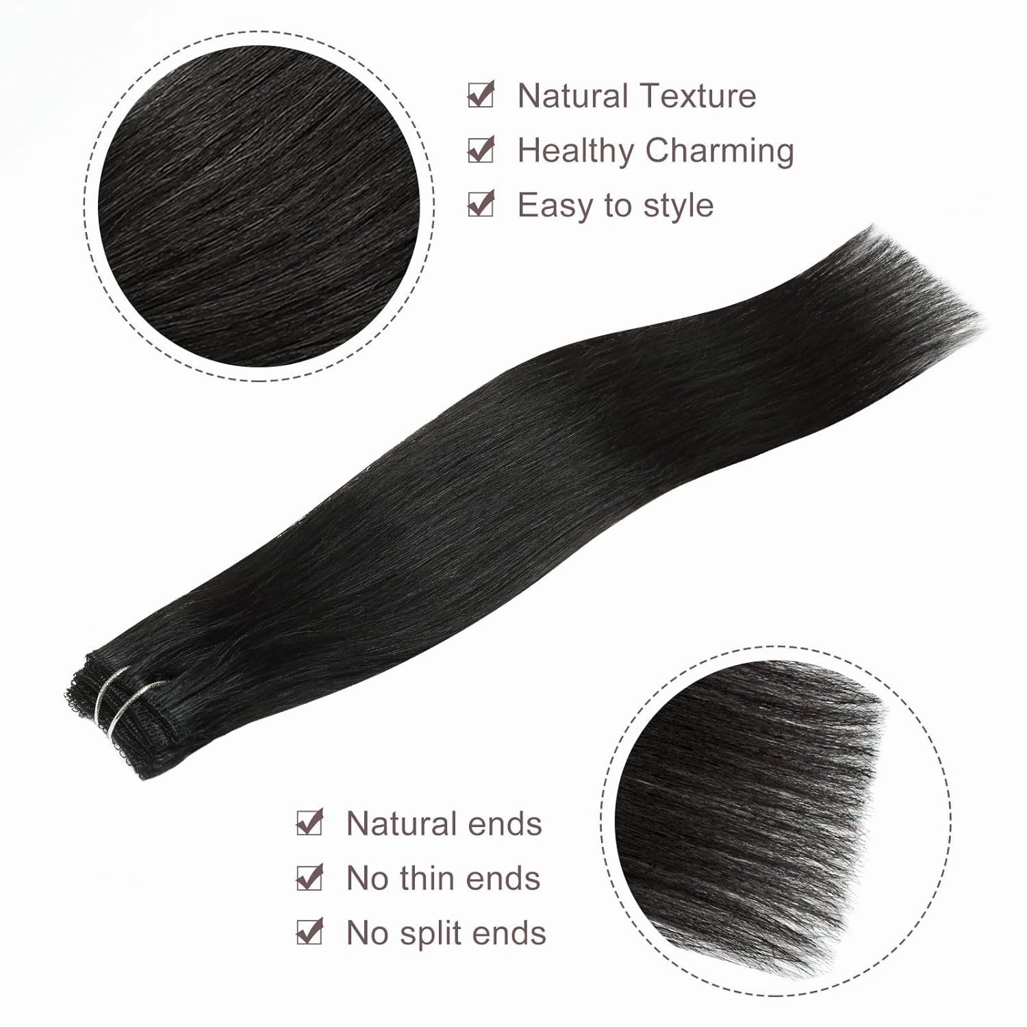 clip in Hair Extensions Natural Black Real Human Hair 18inch 30g 5pcs to add volume Remy Human Hair Extensions