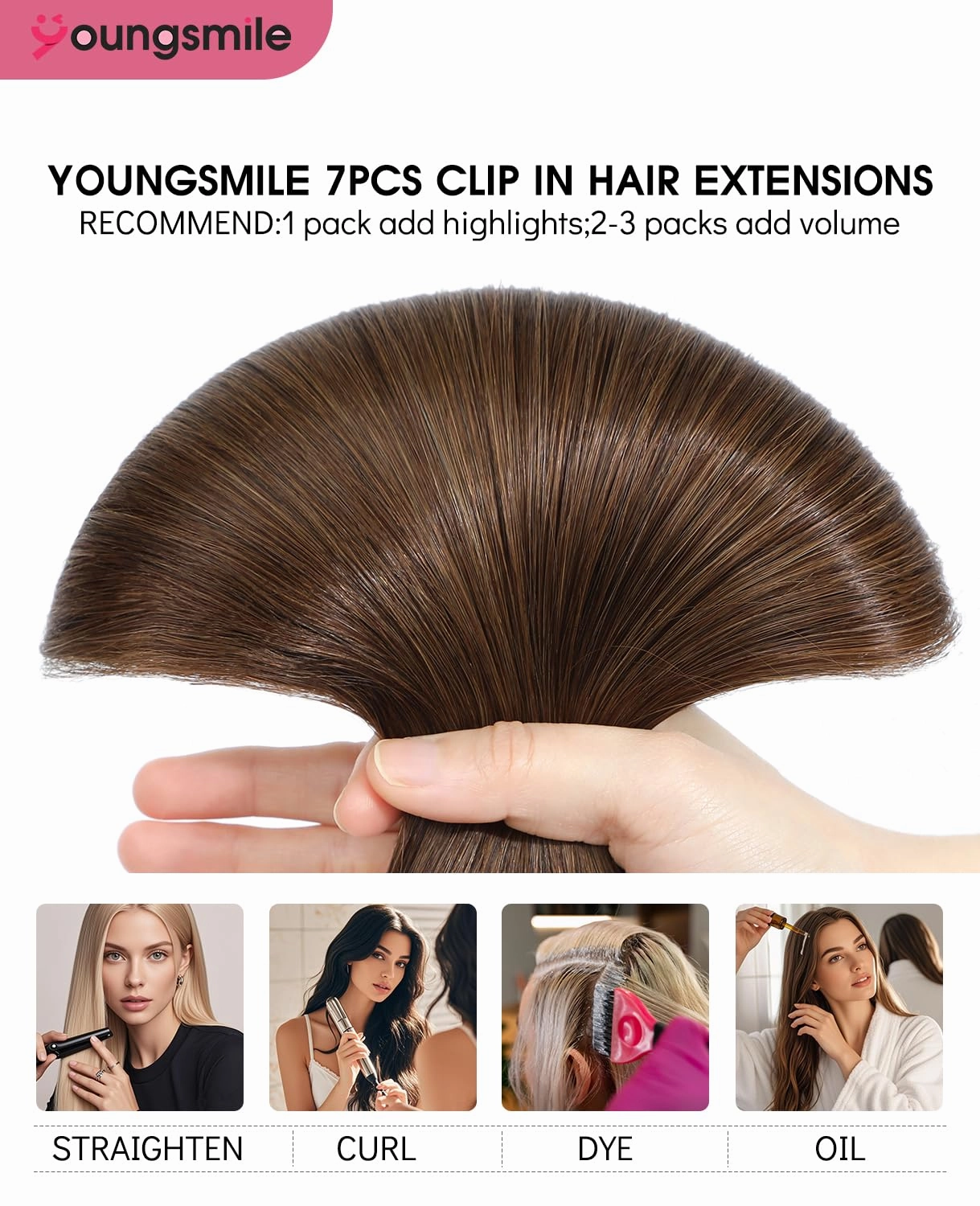 Clip in Hair Extensions Real Human Hair,Remy Brown Human Hair Extensions Clip in Double Weft 18 Inch 140 Grams 7 Pieces Chocolate Brown No Tangle No Shedding (7C#4-18Inch)