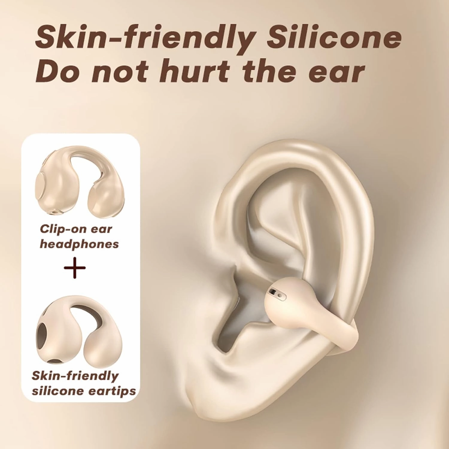 Clip on Open Ear Headphones Wireless Bluetooth Air Bone Conduction Headphones Head Set with Mic Bone Conduction Earbuds Headset Bone Conducting Earphones Ear Buds with Earhooks Workout Cycling Running