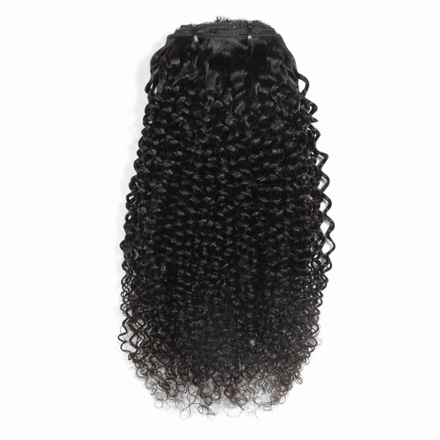 Clips in Human Hair Extensions Brazilian Curly Hair - 16" Natural Black (#1B) Hair Extensions