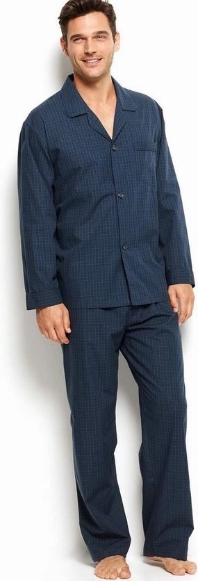 Club Room Long Sleeve Long Leg Pajama Set Black Watch 100% Cotton