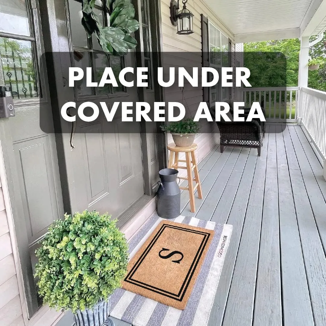 COCO MATS 'N MORE Coir Personalized Doormat Monogrammed, USA (22” x 36”, Black) Vinyl Backing | Durable Outdoor Door Mat for Home Entrance | Keeps Homes Clean (Double Bordered)