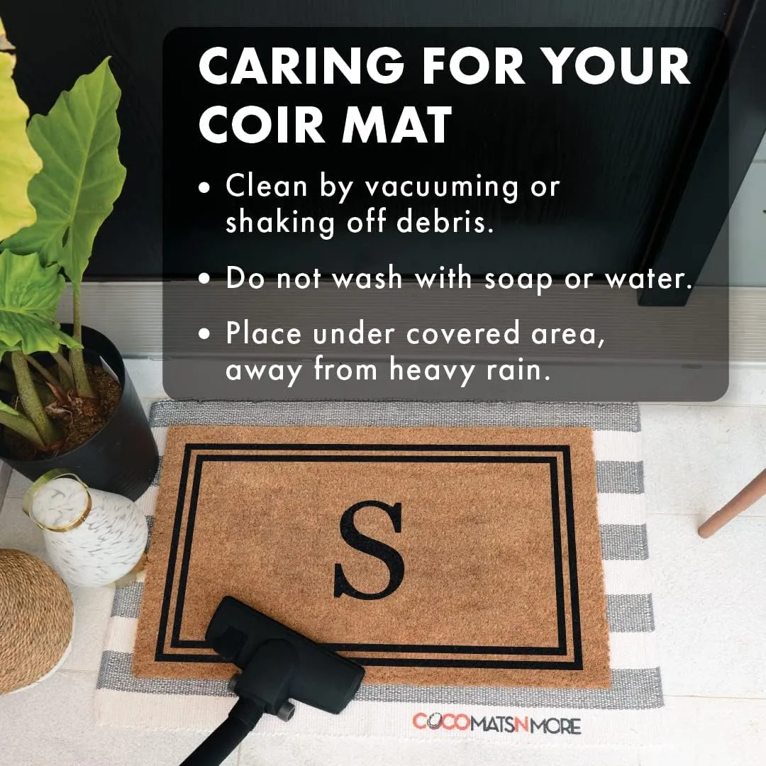 COCO MATS 'N MORE Coir Personalized Doormat Monogrammed, USA (22” x 36”, Black) Vinyl Backing | Durable Outdoor Door Mat for Home Entrance | Keeps Homes Clean (Double Bordered)