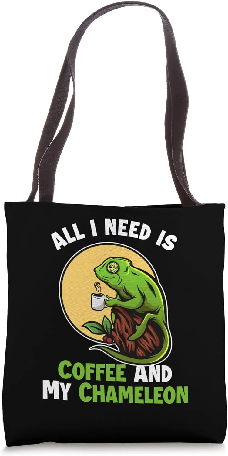 Coffee and my Chameleon Veiled Panther Lover Chameleon Tote Bag