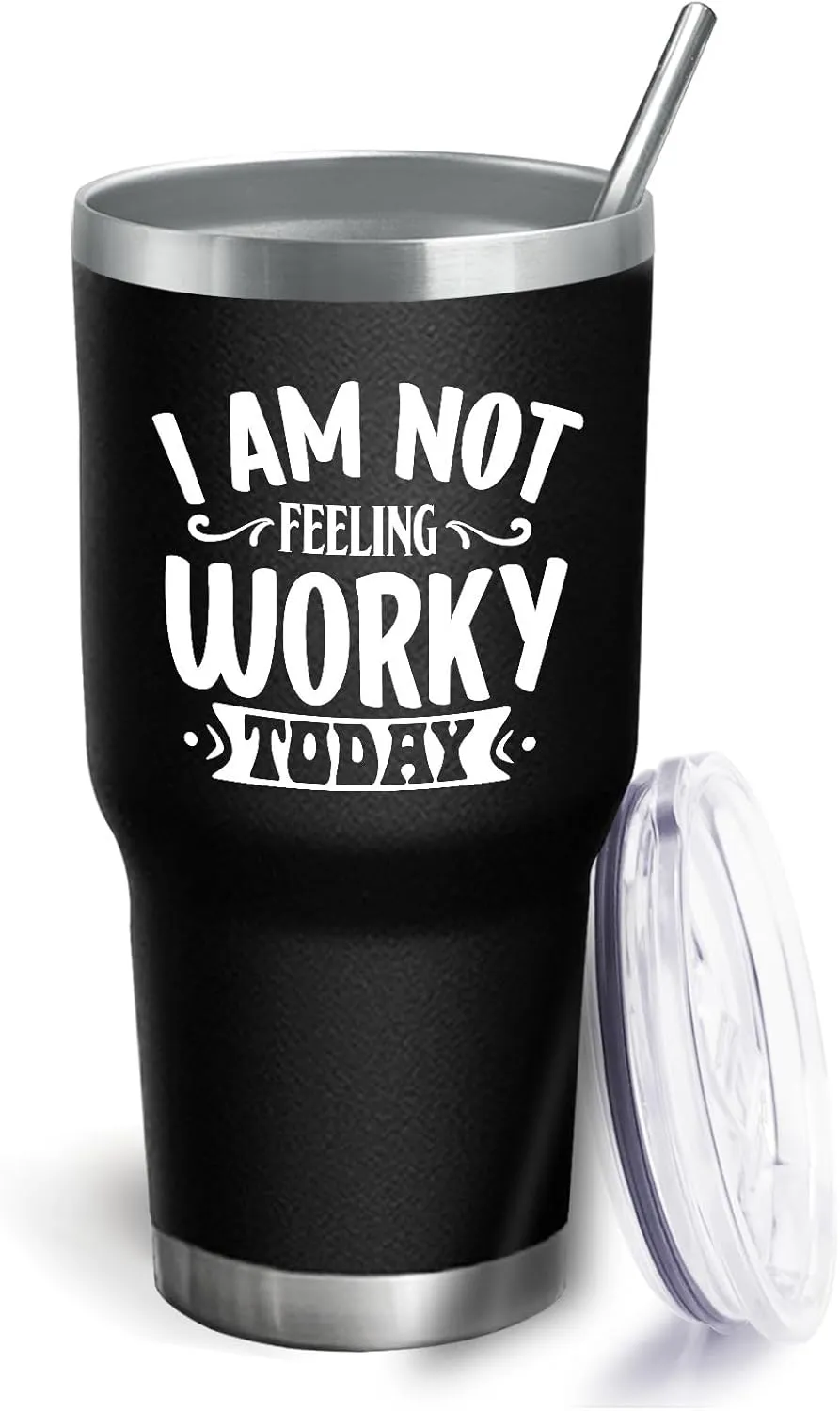 Coffee Tumbler Personalized Tumbler I am not feeling worky today Tumbler Insulated Tumbler with Lids and Straws funny Gift for Aunt for Outdoor