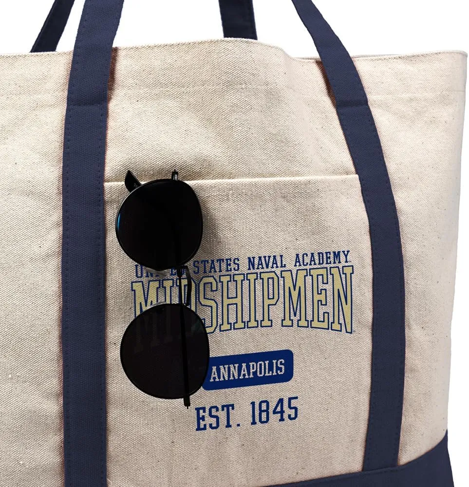 Collegiate Established Date Canvas Tote Bag With External Pocket, Reusable Shoulder Bag for Shopping, Beach