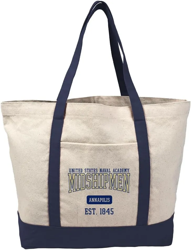 Collegiate Established Date Canvas Tote Bag With External Pocket, Reusable Shoulder Bag for Shopping, Beach