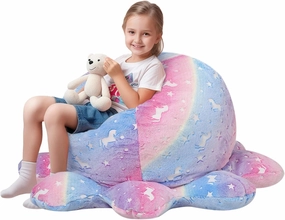 COMAX Unicorn Bean Bag Chairs for Kids 8-12, Large Kid Beanbag Chair with Filler, Big Toddler Lazy Floor Stuffed Couch Sofa for Girls Boys, Glowing Rainbow
