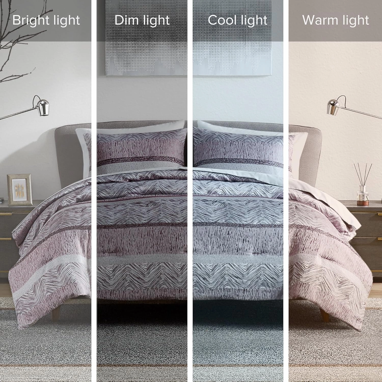 Comfort Spaces Purple Queen Comforter Set - 7 Pieces Trendy Modern Jacquard Bedding Set with Sheets, All Seasons Skin-Friendly, Lightweight & Soft Microfiber Bed Set, Shams