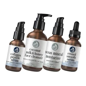 Complete Skincare Essentials: Peptide Collagen Serum, Milk & Honey Cleanser, Ocean Mineral Moisturizer & Retinol Face Serum