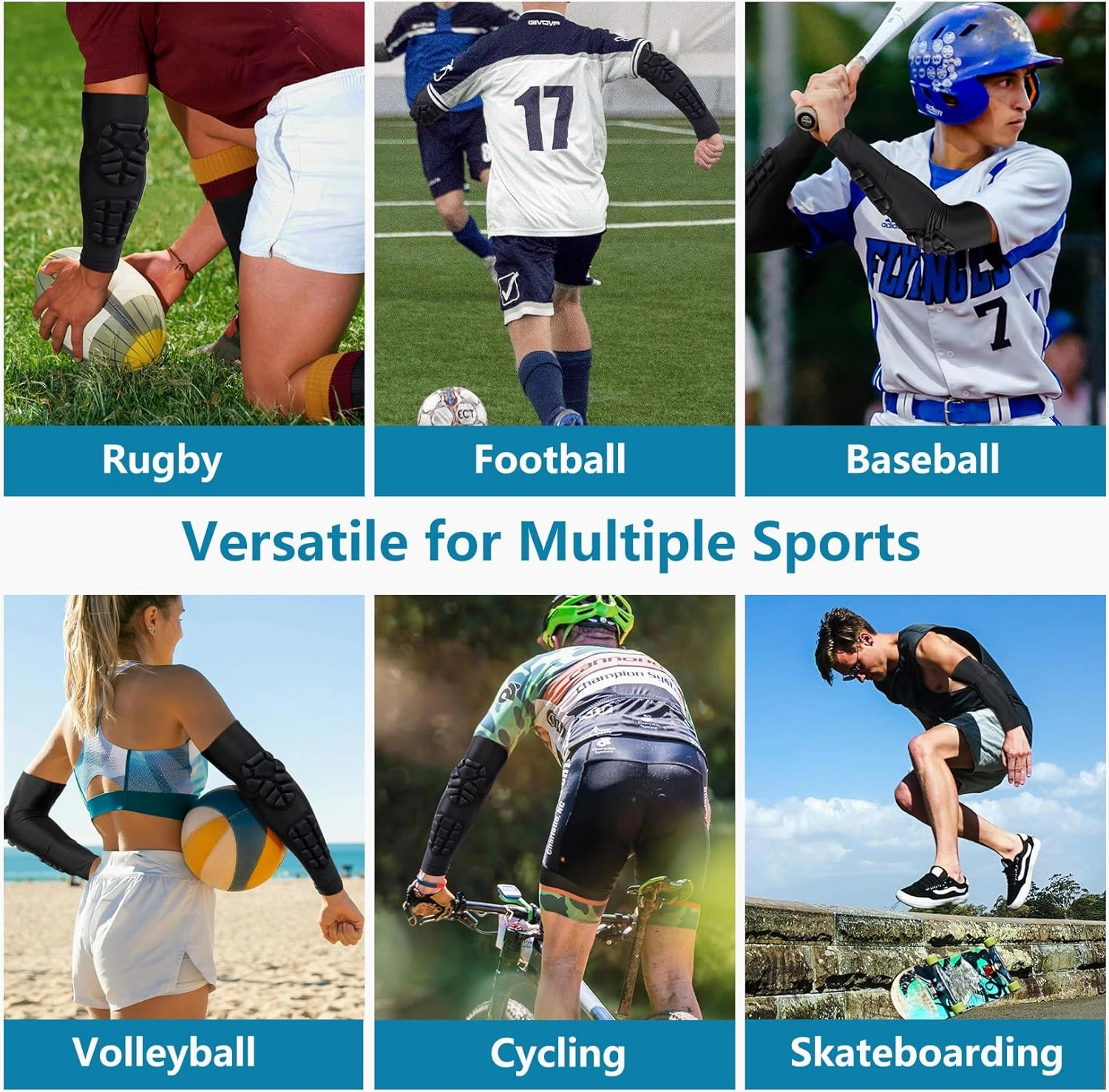 Compression Padded Elbow Sleeve for Sports 2 Pack Arm Forearm Crashproof Protection Anti-Collision Pads for Football Basketball Volleyball Soccer for Kids Men Women Elderly
