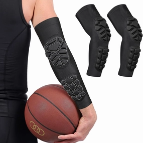 Compression Padded Elbow Sleeve for Sports 2 Pack Arm Forearm Crashproof Protection Anti-Collision Pads for Football Basketball Volleyball Soccer for Kids Men Women Elderly