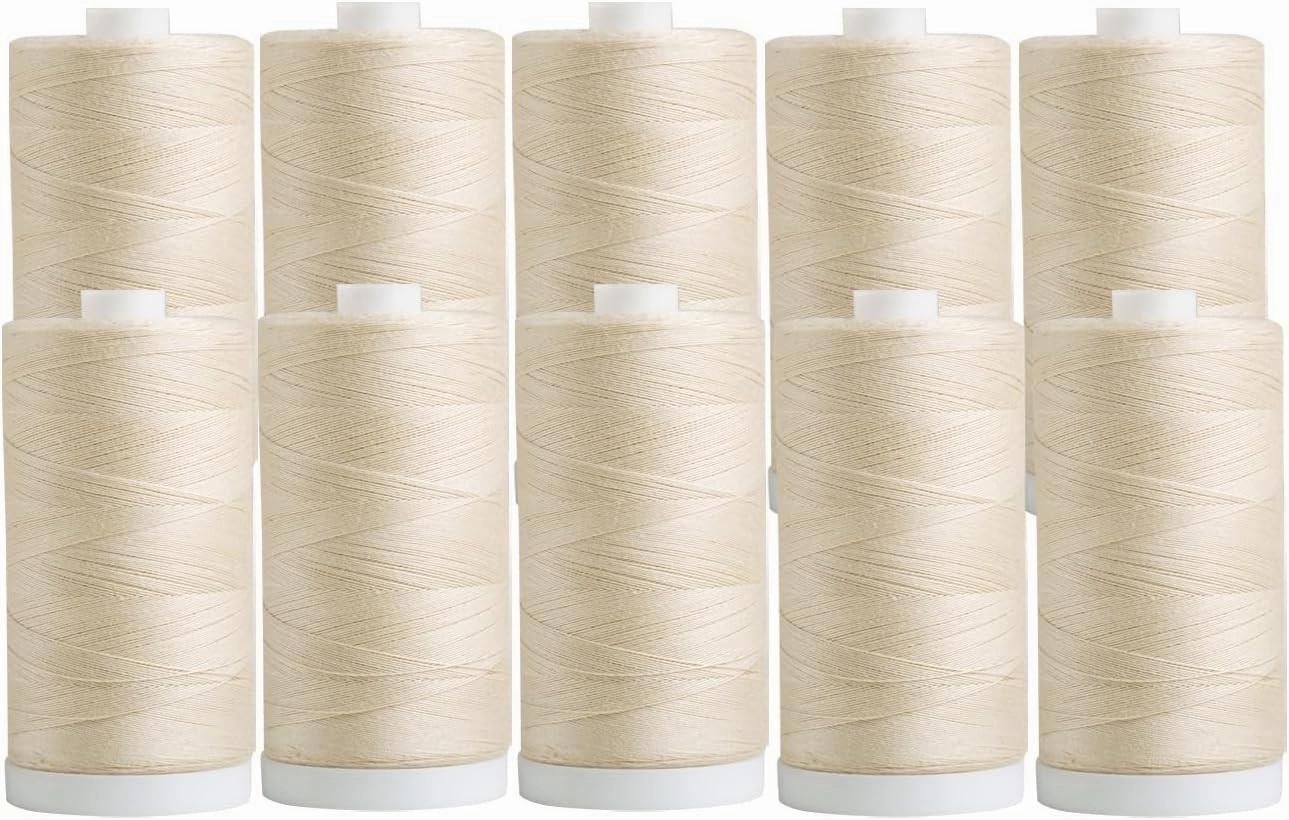 Connecting Threads 100% Cotton Thread Sets - 1200 Yard Spools (Set of 10 - Cream)