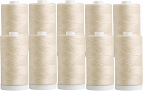 Connecting Threads 100% Cotton Thread Sets - 1200 Yard Spools (Set of 10 - Cream)