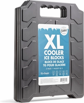 Cool Coolers by Fit & Fresh XL Slim Cooler Ice Blocks, Reusable & Long Lasting XL Ice Packs for Coolers, Slim XL Ice Packs for Cooler Bags, Space Saving, Quick Freeze, 10"x 13", Black, 3PK