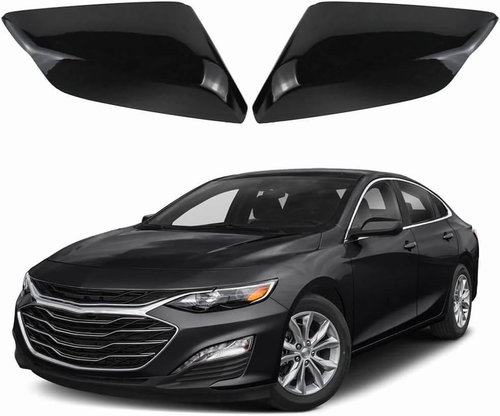 COOL STAR Side Mirror Cover Cap Compatible with Chevrolet Malibu 2016-2024 Replaces 84026841 84026842 Driver & Passenger Side (Shiny Black)