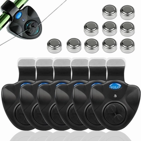 Coolnice 3/4/6 Fishing Bite Alarm with Bonus 10 Batteries Sensitive Electronic Indicator LED Sound Alert On Fishing Rod with Loud Siren Suitable for Daytime Night Fishing Outdoor Carp